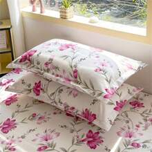 3 件套印花床上用品套装，1 张床单 + 2 个枕套，四季防尘三件套，适用于双人床和单人宿舍床（不含填充物） - 百花爭艷 - 查看 2
