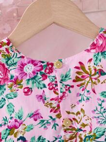 Vestido de flores con estampado floral lindo para niñas, vestido de princesa de flores de verano de moda clásica con parches de encaje