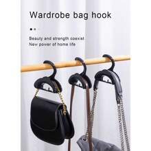 Wardrobe Bag Hook Rack, Solid Color Plastic Arch Backpacks Satchels Organizer Storage Rack Holder - Negro - Ver 5