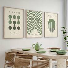 3 件/套鼠尾草绿色包豪斯墙壁艺术海报，包豪斯抽象墙壁艺术帆布画，几何现代艺术海报，客厅家居装饰，无框 - 3PCS - 查看 8