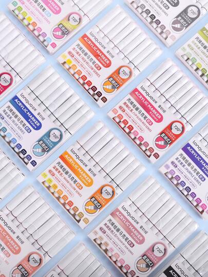 languo 9/96/126/196/240 Colors Acrylic Paint Markers, Multi-Color Options, Water-Based Acrylic Markers With Soft Brush Tips, Suitable For Fabric, Canvas, Rock, Glass, Wood, Paper, DIY Crafts, School & Art Supplies