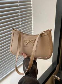 Elegant Crescent-Shaped Underarm Shoulder Bag For Women, Chic Casual Fashion, Solid Color Underarm Bag - Khaki - View 4