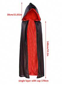 万圣节连帽斗篷披风，单层，尺寸可选120厘米/150厘米/170厘米/195厘米/215厘米，适合成人扮演女巫、吸血鬼、巫师、恶魔等角色，可用于万圣节、化装舞会、派对、夜店等场合。 - 彩色 - 查看 19