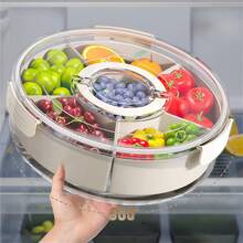 Rotating Snack Tray With Lid And Handle - Multi-Compartment Fruit And Vegetable Serving Platter, PP Material - Ideal For Tacos, Christmas Parties, And Travel Picnics, Taco Holder