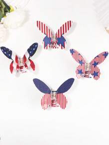 1 PIEZA Clip de pelo de 10 CM con bandera estadounidense impresa por ambos lados en PVC en forma de mariposa