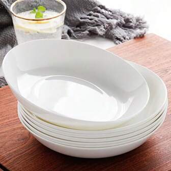 2 pièces/4 pièces/8 pièces, Assiettes en porcelaine de jade blanc de 8 pouces, en matériau céramique, design simple mais élégant, forme polyvalente, améliorant l'expérience de repas, assiette profonde, assiette en céramique, assiette ronde, assiette de service, plateau, essentiel pour la maison, l'hôtel, le restaurant et la cantine