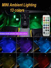Kfz LED Atmosphärenbeleuchtung Fußraumbeleuchtung Innenraum kabellose Fernbedienung Dekorationsleuchten kabellose farbige Beleuchtung, RGB Mini kabellose selbstklebende LED Innenraum Ambiente Licht Fernbedienung Dekoration Auto Dach Fuß Atmosphäre RGB Unterwasser Aquarium Lampe farbig für Kfz, Raum, Pool (Fernbedienungsstil ist zufällig)
