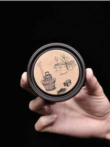 1pc Wooden Drink Coaster Holder Set, Creative Tea Cup Tray Storage Accessories, Heat Insulation Mat For Teapot & Tea Ceremony Back To School