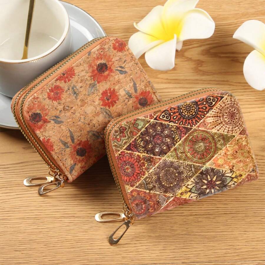 1pc Credit Card Holder, Slim Wallet, Card Case, Casual Style, Dual Zipper Opening, Ultra-Thin Multi-Card Wallet, Suitable For Travel, School And Outdoor Activities, School Wallet | Fashion Coin Purse | Card Holder Wallet - Multicolor - View 1