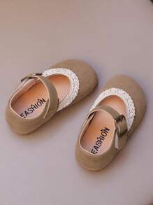 1 Pair Toddler Simple Lace Trim Flat Shoes, Comfortable Soft Sole Shoes, Loafers