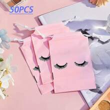 10/20/50 Stück wiederverwendbare Luxus Wimpern Aufbewahrungstaschen - Kosmetiktaschen mit Kordelzug, reisegrößen, wasserdicht, Make-up Organizer, Kulturtasche für Frauen - perfekt für Make-up Utensilien und Accessoires