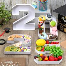 1pc 0-9 Numeric Shaped Reusable Dessert Display Plate, 26 Alphabet A-Z Shaped Tray, Suitable For Filling With Sweets, Cakes, Chocolates, Fruits, Ideal For Graduation Ceremony, Birthday Party, Bachelor Party, Wedding Anniversary, Various Holiday Table Decor