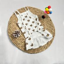 Fashionable Pet Dress, Cute Bear Print Dress, Dog Clothing