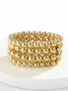Punk Style Exaggerated Hip Hop Geometric Beaded Bracelet - Gold - View 2