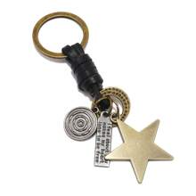 1pc Handmade Simple Woven Vintage Key Chain, Creative Pentagram Pendant Decoration