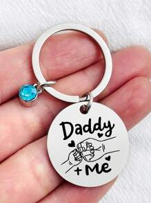 1pc Stainless Steel Round Pendant Fist Bump Key Chain - Perfect Father's Day Birthday Gift For Dad Or Son - Multicolor - View 14