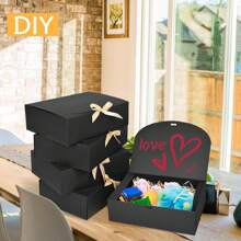 10pcs/5pcs/2pcs - White/Black/Pink/Brown Gift Box With Lid, Gift Box With Ribbon For Bridesmaid Proposal Box, Gift Box For Wedding, Birthday Gift, Shower Party And Other Parties, Valentine's Day Gifts, Valentine Day,Packaging, Birthday, DIY Making, Beauty Storage BOX - Black - View 6