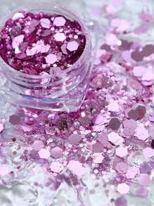 6 Pieces/Set Holographic 3D Sequins Nail Glitter Flakes Mixed Mirror Hexagon Spangles Paillette Nail Art Decorations Manicureon