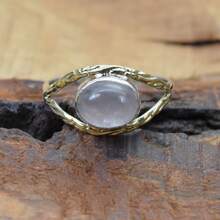 925 Sterling Silver And Brass Onyx Gemstone Jewelry Ring ~ December Month Birthstone ~ Natural Crystal Gemstone Ring ~ Gift For Valentine Day - 玫瑰石英 - 查看 3