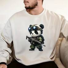 熊猫士兵图形热转印印花，新款时尚男女通用休闲贴花设计，适用于服装、箱包、帽子、枕头、DIY 热压贴花