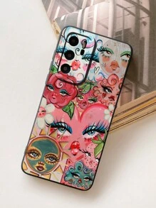 Abstract Sun Heart Liquid Silicone Mobile Phone Case Full-Body Protection Shockproof Anti-Fall TPU Soft Rubber Case - Multicolor - View 4