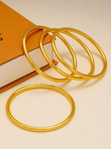 4pcs Luxurious 24K Gold Plated Twisted Bangle Bracelets For Women, Suitable For Gifting And Daily Wear, Perfect For Valentine's Day,Mom,Mother,Mother's Day,Gift
