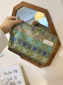 1pc Chinese Style Artistic Cosmetic Bag, Portable Skincare Product Storage Pouch, Handheld Toiletry Bag, Gift Bag