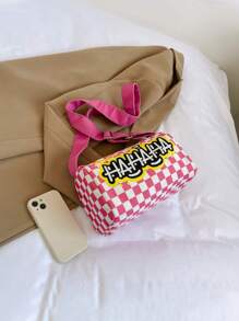 Kids Colorblock Letter Print Casual Messenger Bag - A - View 4