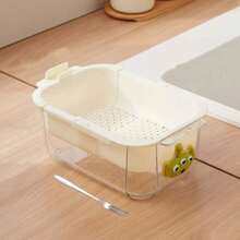 2PCS/5PCS伸缩沥水篮配不锈钢水果叉，透明塑料材质，零食、糖果、干果分装盒，蔬果沥水篮，可泡可沥，还可以用来放置手机，适合懒散的人一边刷手机一边吃水果。 - 彩色 - 查看 6