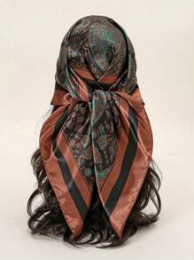 1 pieza Pañuelo de mujer con estampado de Paisley, pañuelo de cabeza tipo bandana, pañuelo de cabeza elegante, adecuado para uso diario, pañuelo de seda