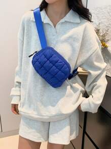 Quilted Fluffy Waist Bag, Fashionable, Ultra Comfortable, Adjustable Crossbody Bag, Suitable For Women, Perfect For Running, Shopping, Hiking And Workout - Royal Blue - View 4