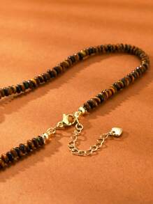 1 st. 18K vergulde natuurlijke parel en tijgeroog choker ketting voor vrouwen