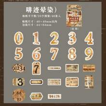 46pcs/Box Vintage Numerical Stickers, Creative Aesthetic Sticker Decals, DIY Decorative Collage Craft Materials, Holiday Gifts, Personalized Scrapbooking School Supplies