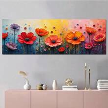 1pc Colorful Flower Botanical Posters , Modern Wall Arts , 3D Canvas Painting, Wall Art Pictures For Living Room For Bedroom Office Decor Unframed 50x150cm/19.68x59.05inch