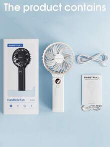 1pc Rechargeable Digital Display Portable Foldable Handheld Fan, 6-Speed Silent Desk Fan With 7 Blades, Extra-Long Battery Life - Milky White - View 10