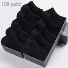 Juego de 3/10/15/20/30/50/100 pares de calcetines delgados y simples de colores negro, blanco y gris, calcetines invisibles, versátiles calcetines informales de verano para pareja, calcetines desechables de corte bajo