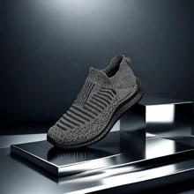 Men's Summer Plus Size Slip-On Mesh Shoes, Breathable Mesh Upper Casual Running Shoes For Elderly, Lightweight And Soft Air Cushion Shoes For Elderly