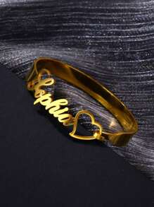 Custom Stainless Steel Bracelet With Personalized Tag, Letter, Heart Pendant Bracelet For Women, Wedding Gifts Valentine's Day, Christmas, White Day, Confession Gifts