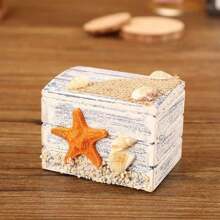 Mediterranean Style Desktop Wooden Storage Box, Jewelry Packaging Box With Ocean Decor - Multicolor - View 6
