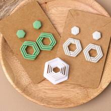 1 stuk kleimodelleermal, geometrische zeshoekige lijn decor oorbel- en hangersnijder