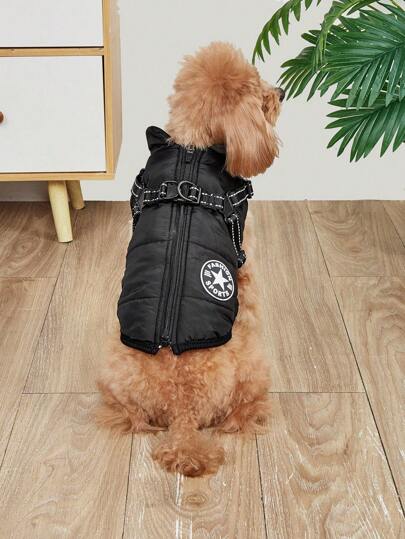 2-Leash Small Dog Jacket Vest, Cotton Padded Winter Warm Clothes For Small Dogs