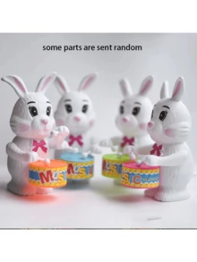 1pc Wind-Up Drumming Animal Rabbit Toy Figurine, Random Color - Multicolor - View 6