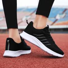 Chaussures de sport pour femmes, légères, basses, à lacets devant, chaussures de course noires décontractées, convenant à la fitness, la randonnée et les voyages