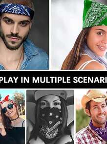 21 Inch Polyester Paisley Rock Street Hip-Hop Bandana With Non-Sweat-Absorbing Decorative Quick-Drying Design, Ideal Choice For Gift Hair Band Turban Headband Sweatband, Hairband - Multicolor - View 4