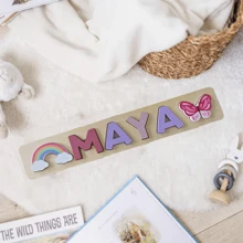 Custom Beech Wood Name Puzzle Board, Easter Gift, Name Puzzle, First Birthday Gift, Personalized Wooden Name Puzzle Board, Unique Name Puzzle, Early Learning Toy For Baby Boy Or Girl, Halloween Thanksgiving Christmas Gift, Baby Name Puzzle,Multi-Functional,Reusable,Ornamental,Exquisite,Stylish,Adorable,Colorful,Cute,Funny,Custom,Personalized,Customized,Unique,Ideal Gifts For Her,Ideal Gifts For Him,For Anniversaries,For Birthdays - Pink Alphabet Puzzle (with Two Patterns) - View 5