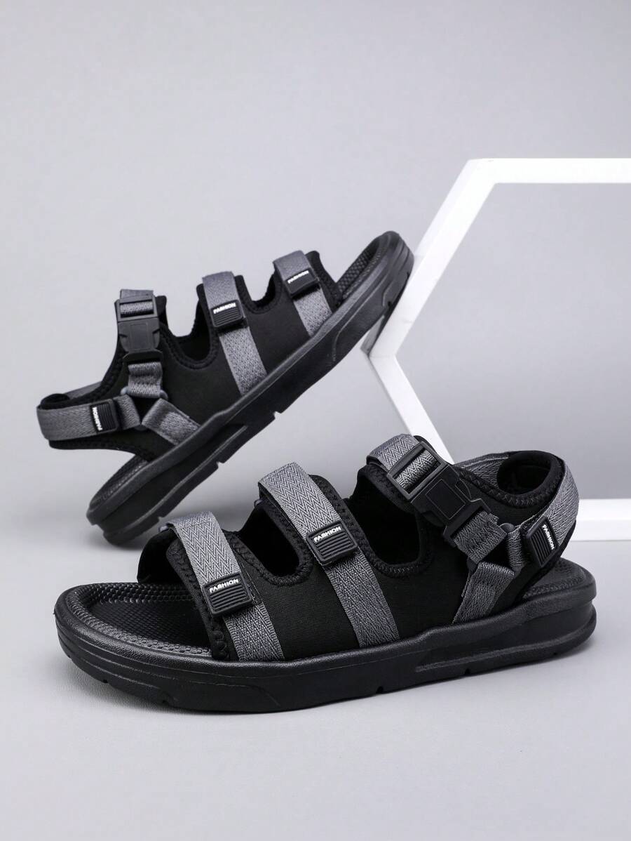 男士防滑凉鞋，新款夏季休闲商务软底厚底沙滩鞋 - 灰色 - 查看 1