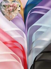 10Pcs Translucent Flower Bouquet Wrapping Paper Korean Flower Wrapping Paper, Jelly Film Waterproof Flower Shop Wrapping Paper Material, DIY Gift Wrapping Paper, Holiday, Wedding, Graduation Season, Birthday Flower Shop Materials. - Multicolor - View 2