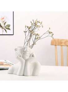 1pc Female Head Vase, Modern Vase, Used For Garden Home Living Room Decoration, Desktop Art Sculpture Indoor And Outdoor Gifts Birthday Graduation
