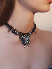 New Arrival European & American Style Sweet & Goth Sexy Butterfly Shape Unique Fashion Choker Necklace With Gem, For Women - Multicolor - View 4