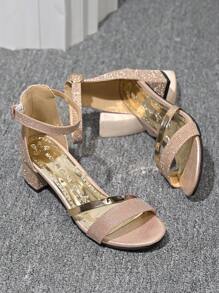 Sandalias de tacón grueso para mujer, sandalias de tacón alto y grueso con correa de tobillo de colores elegantes, sandalias de tacón alto versátiles y de moda, sandalias de tacón alto multifuncionales adecuadas para mujeres, regalo de vuelta a la escuela